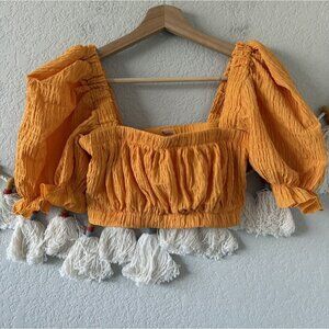 Montce Swim Mari Scrunch Marcela Bikini Top Orange Beach Boho Coquette XS $162